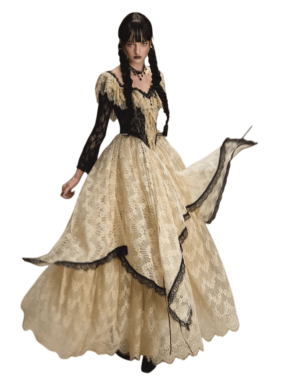 Wednesday Vintage Corset Waist Evening Dress