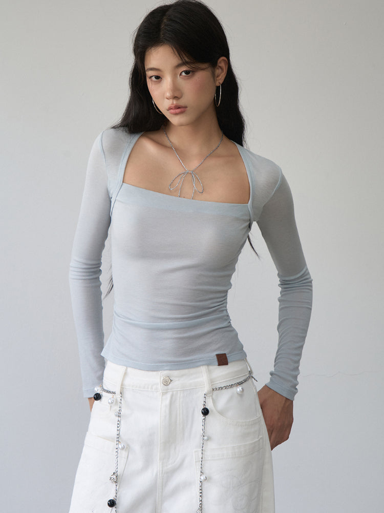 One-Shoulder Strapless Long-Sleeve Blouse - CHINASQUAD