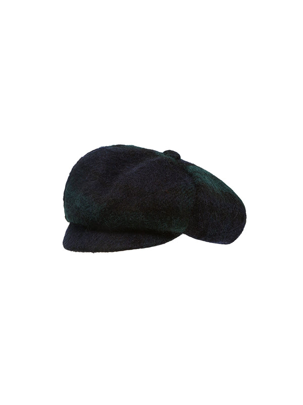 Green Plaid Wool Beret