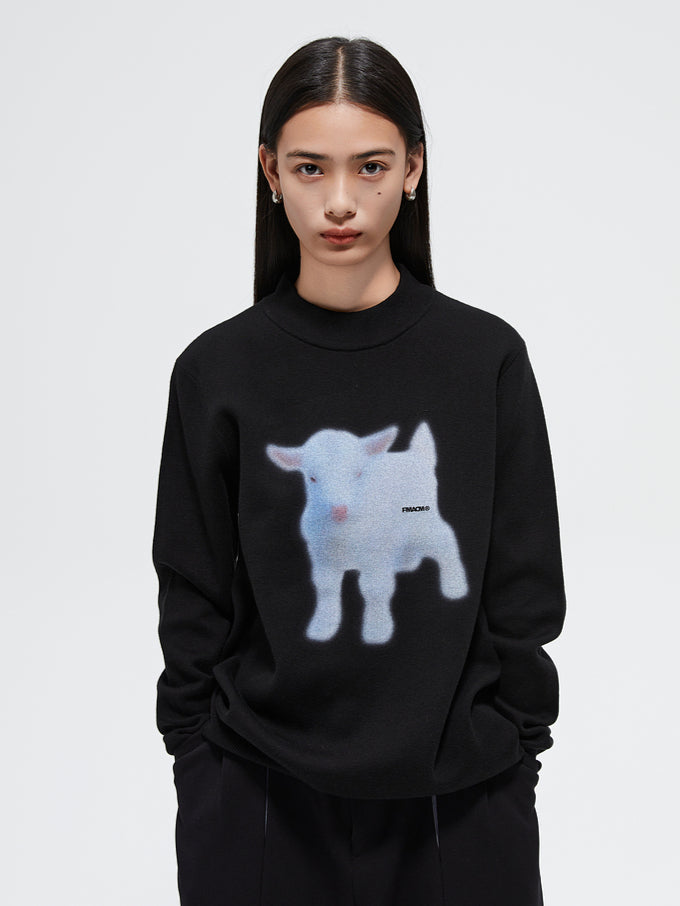 Printed Half-Turtleneck Thermal Base Sweater