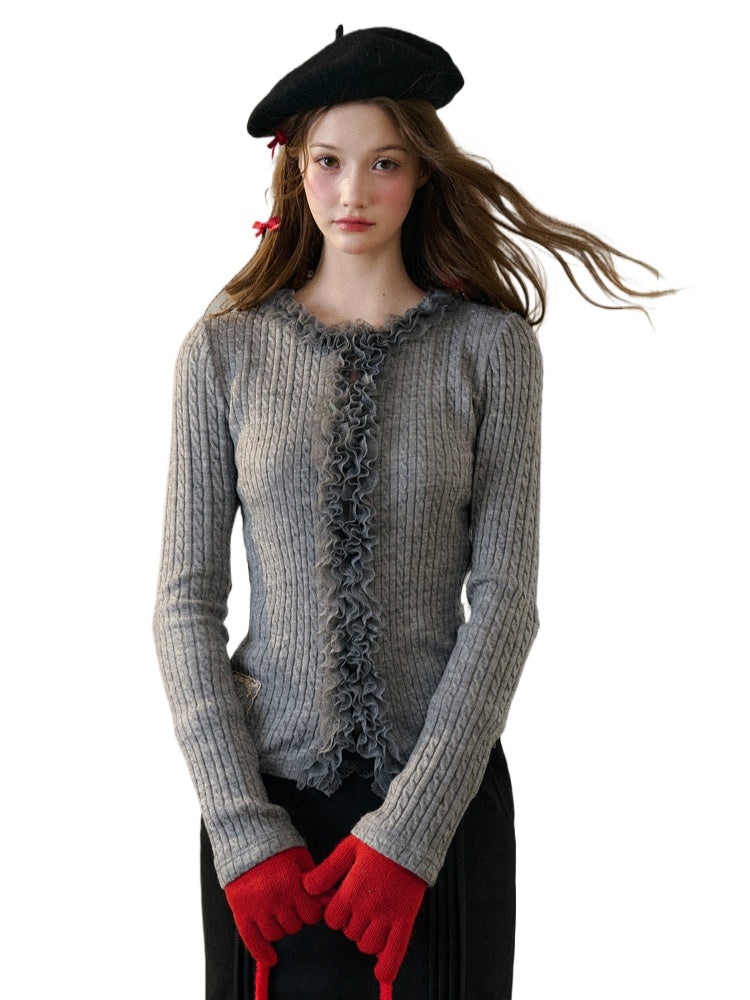 Elastic Knit Cardigan Base Sweater