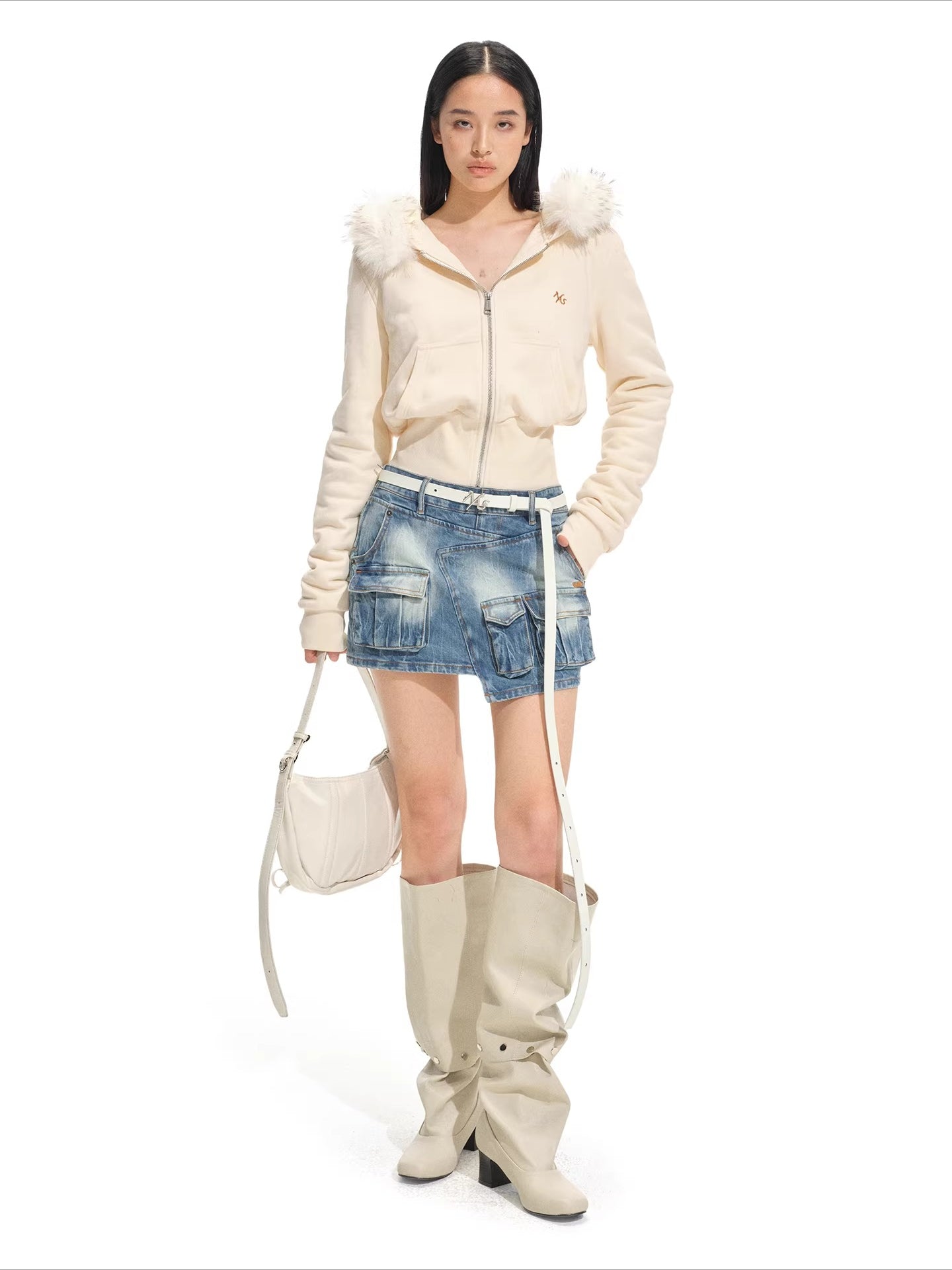 Ranch-Style Layered Denim Mini Skirt