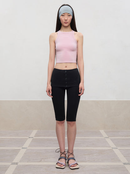 High Elastic Mid-Low Waist Five-Quarter Shorts