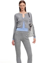 Lugano Wool Blend Contrast Layered Knit Cardigan