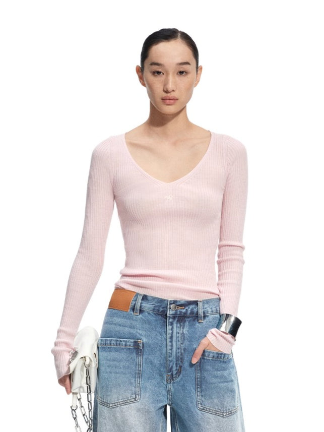 Luna Mercerized Wool V-Neck T-Shirt