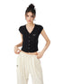 V-neck Pleated Knitted Top - CHINASQUAD