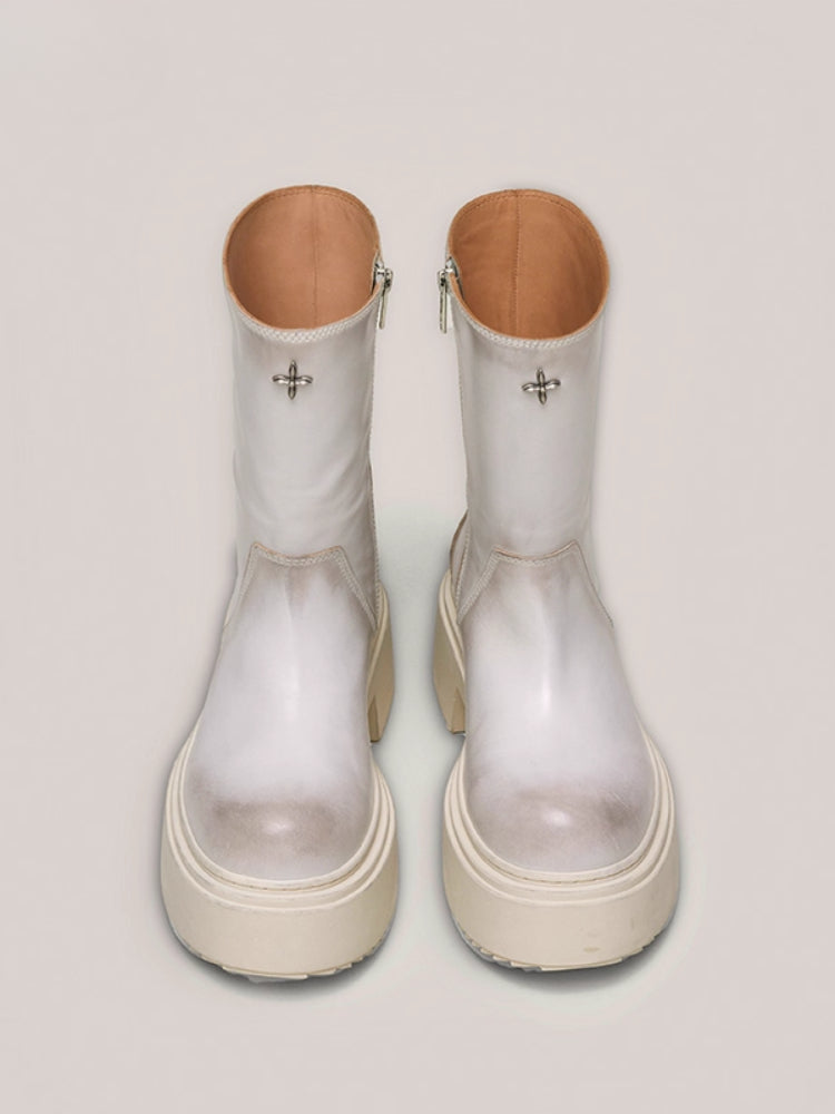 Compass Mode Leather Riding Boots Snow Mountain - CHINASQUAD
