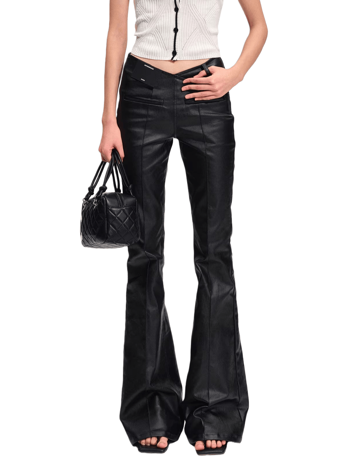 Stretch Denim V-Waist Micro-Flare Jeans