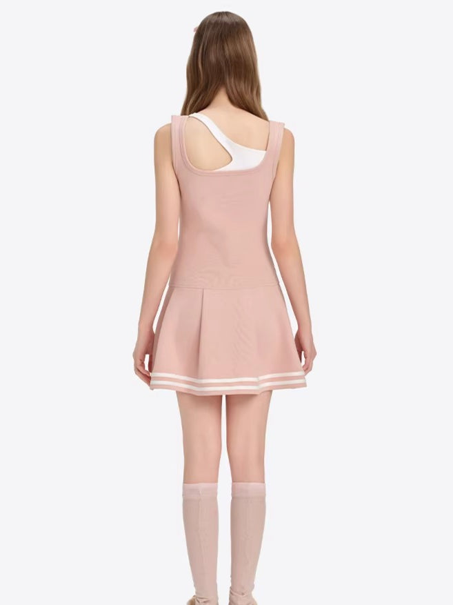 Cutout Pleated Cami Dress