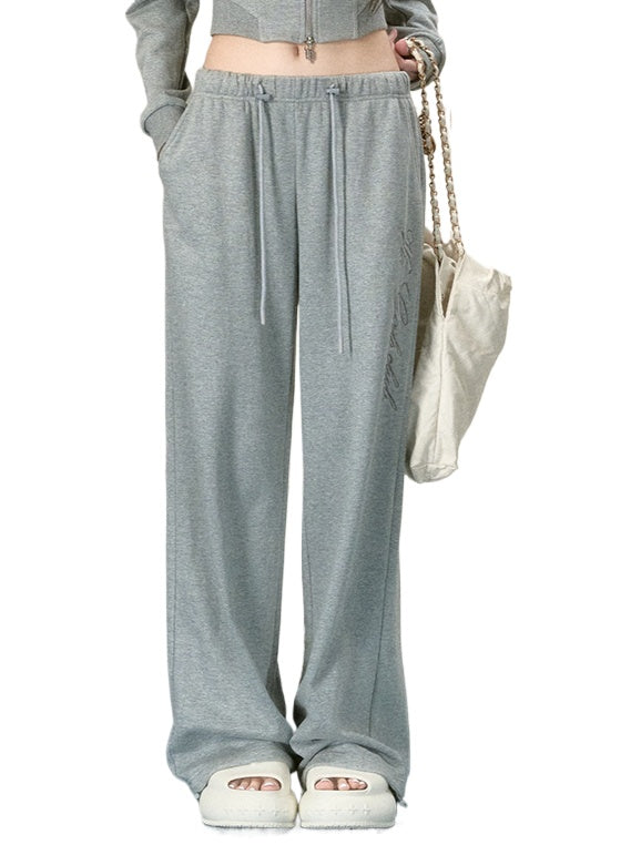 Gray &amp; Green Letter Printed Sweatpants