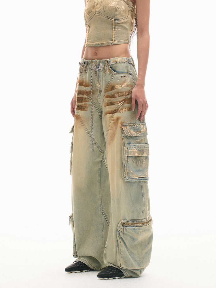 3D Shaped Low Waist Loose Jeans