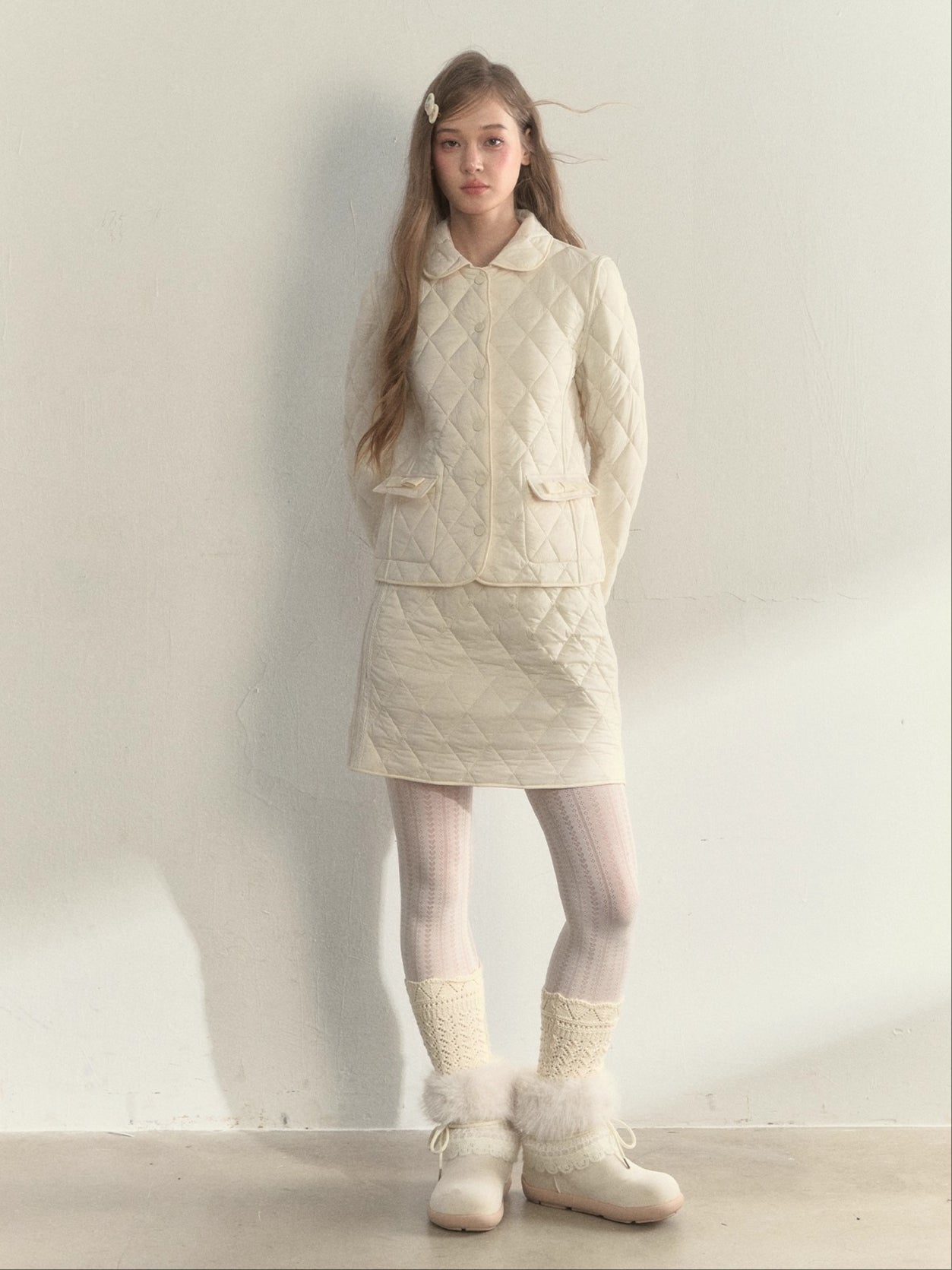 Reversible Quilted Doll Collar Jacket &amp; Skirt Set