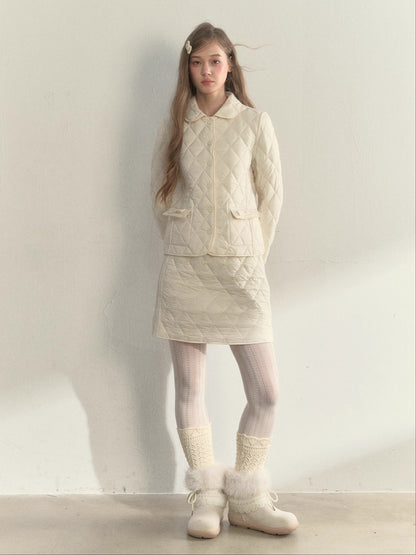 Reversible Quilted Doll Collar Jacket &amp; Skirt Set