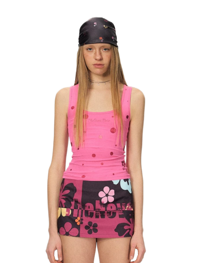 Glitter Polka Dot Ribbed Tank Top NeverMore