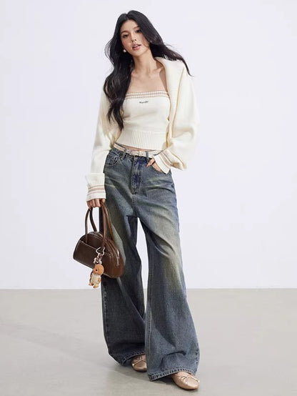 Contrast Batwing Knit 2-Piece Set