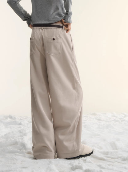 Fleece-Lined Relaxed Belted Trousers