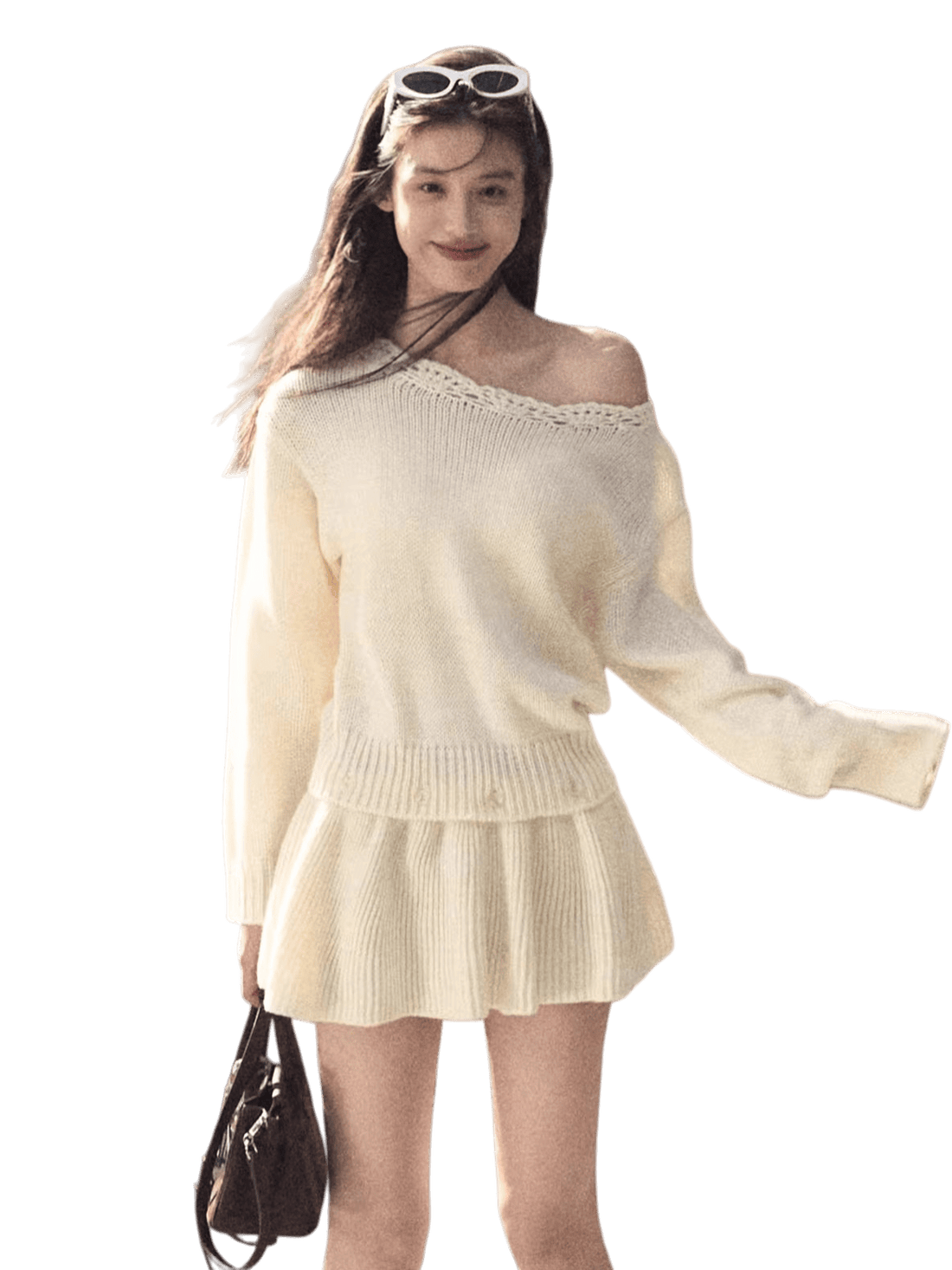 Off-Shoulder Long-Sleeve Mini Dress