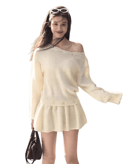 Off-Shoulder Long-Sleeve Mini Dress