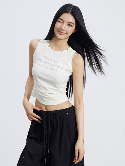 Logo Cinched Waist Sleeveless Tank Top