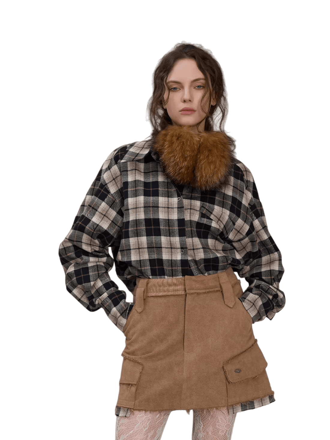 Plaid Oversized Long-Sleeve Shirt