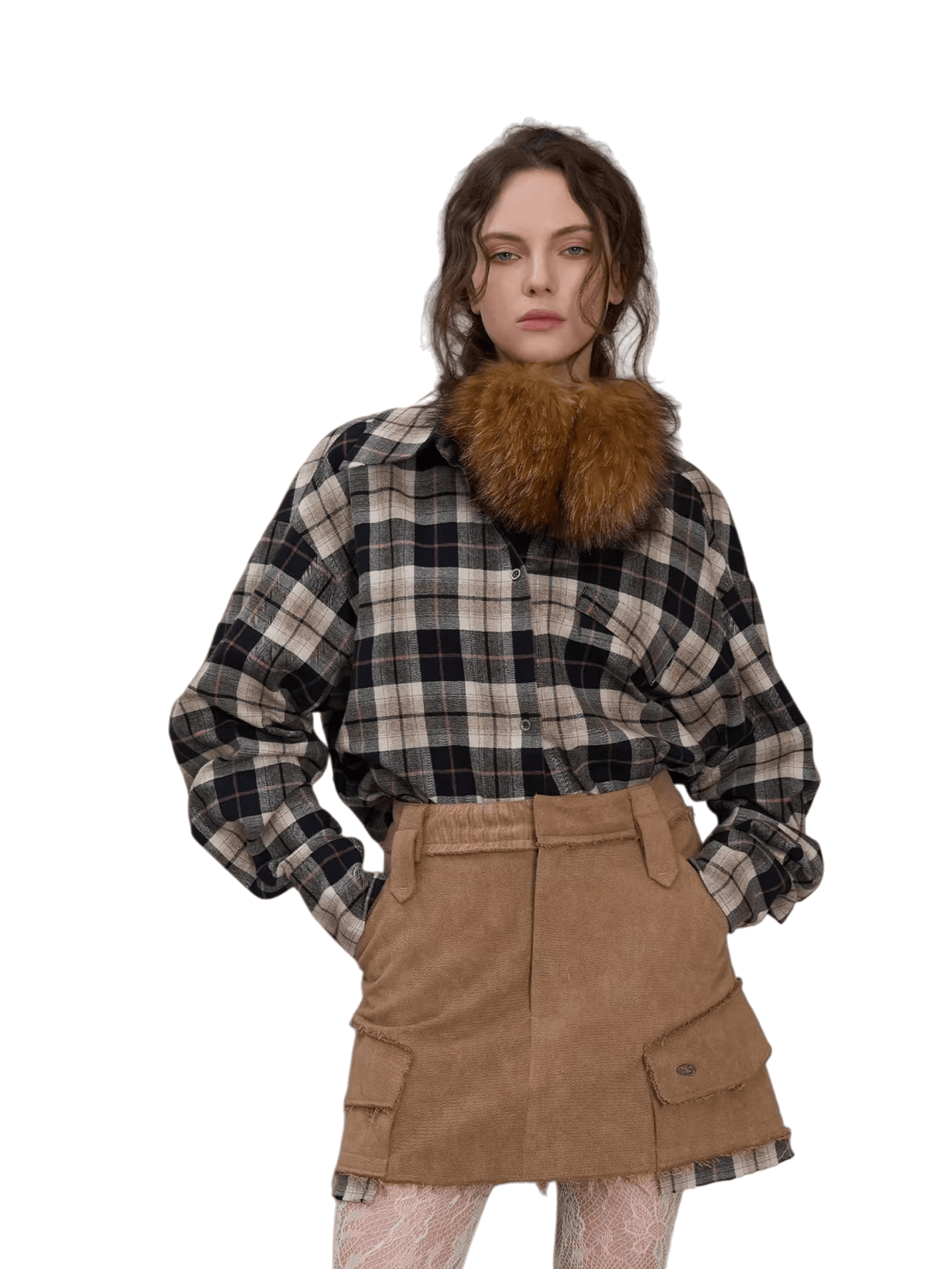 Plaid Oversized Long-Sleeve Shirt