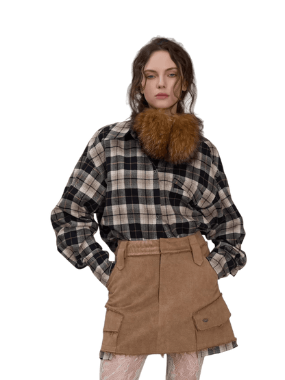 Plaid Oversized Long-Sleeve Shirt