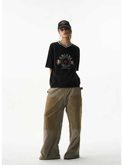 Washed Two-Tone Sport V-Neck Tee