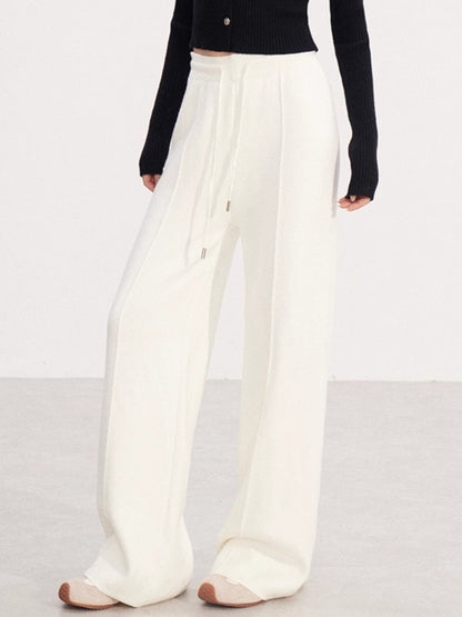 Fleece-Lined Soft-Knit Wide-Leg Pants