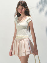 Two-piece Spliced Hem Lace Short-sleeve T-shirt - CHINASQUAD