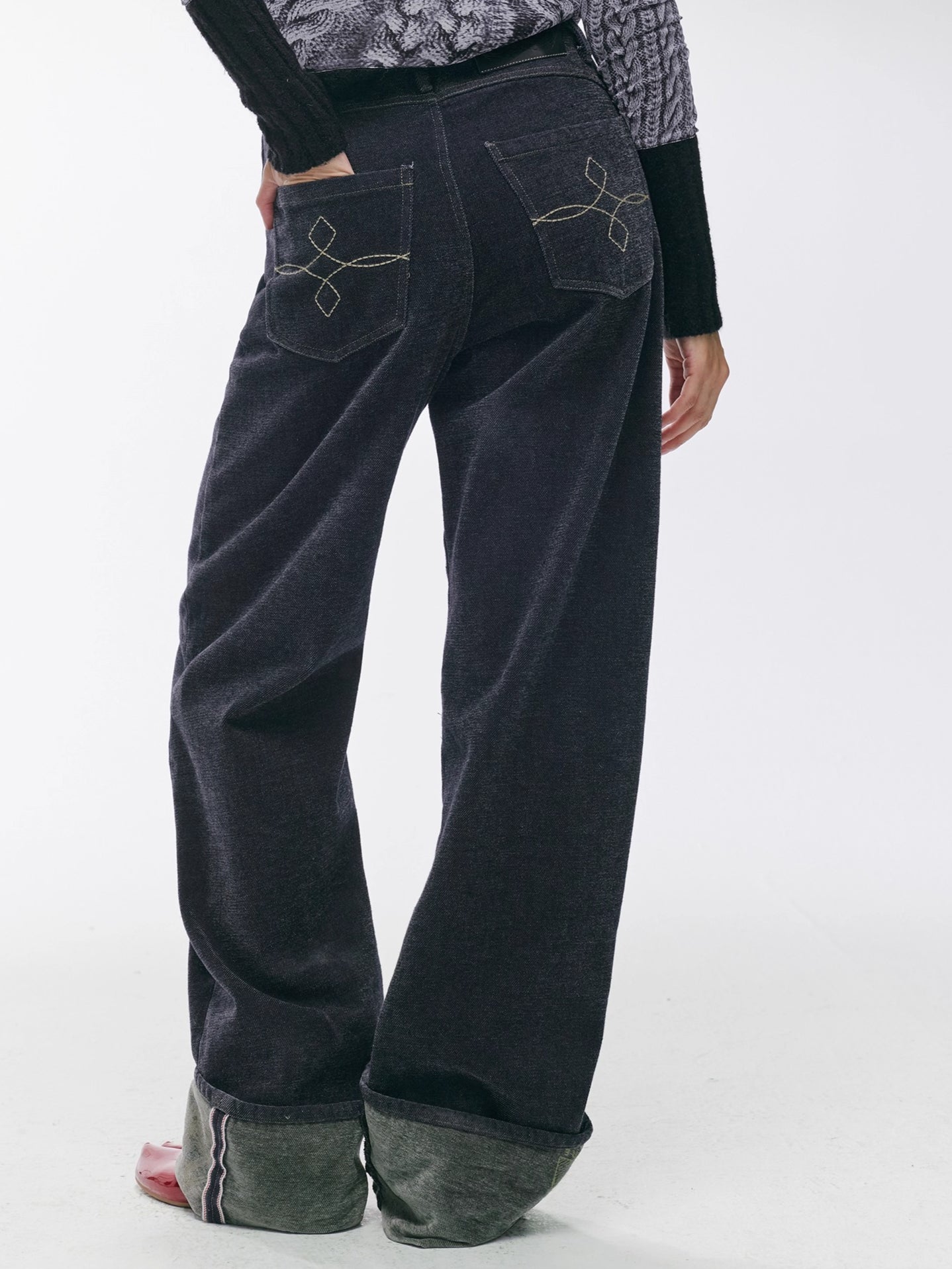 Vintage Washed Straight-Leg Denim Pants