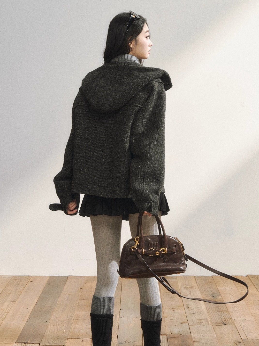 Two-Tone Wool Duffle Jacket