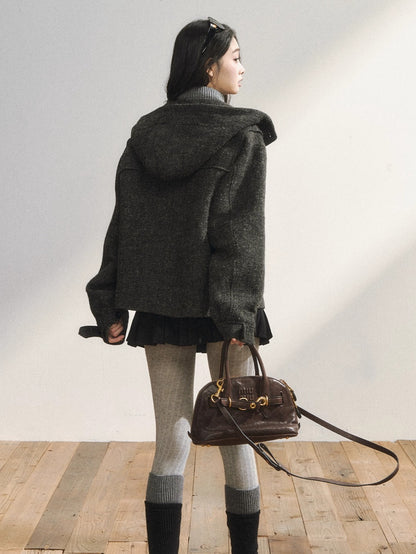 Two-Tone Wool Duffle Jacket