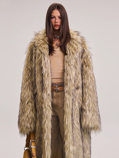 Cross Relic Wilderness Hunter Long Faux Fur Coat