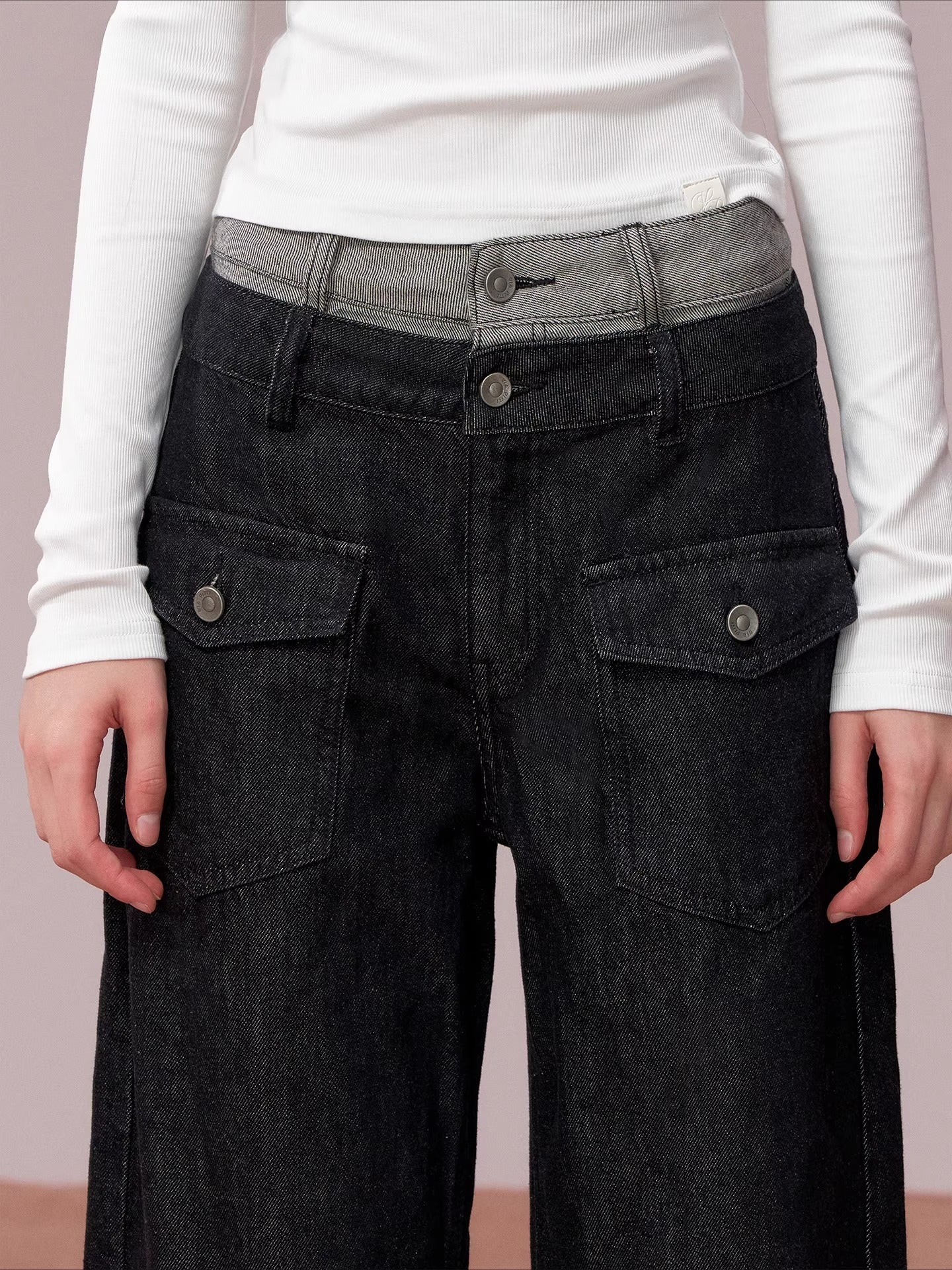 Double-Waist Vintage Wide-Leg Jeans