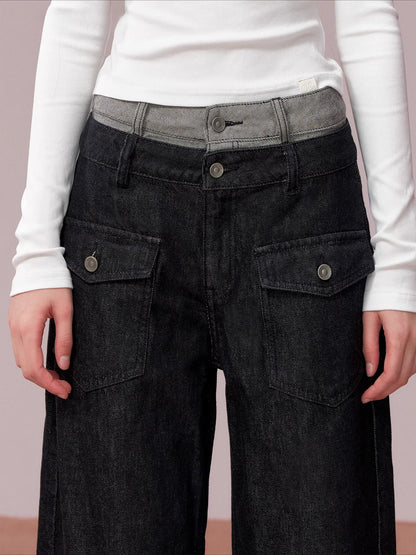 Double-Waist Vintage Wide-Leg Jeans