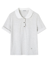 Striped Lace Short-Sleeve Polo Neck T-Shirt - CHINASQUAD