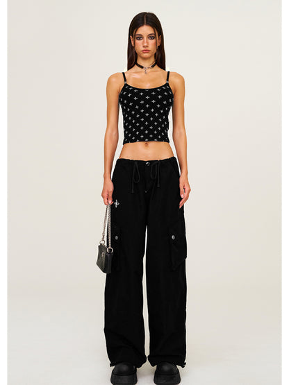 Drawstring - Adjustable Wide - Leg Utility Pants