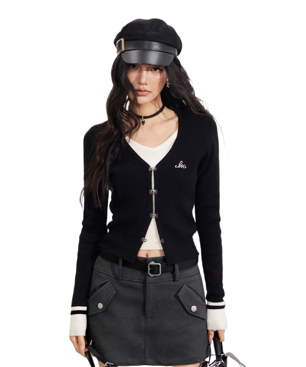 Contrast Layered Knit Cardigan