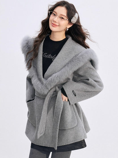 Oversized Wool-Blend Wide-Collar Coat