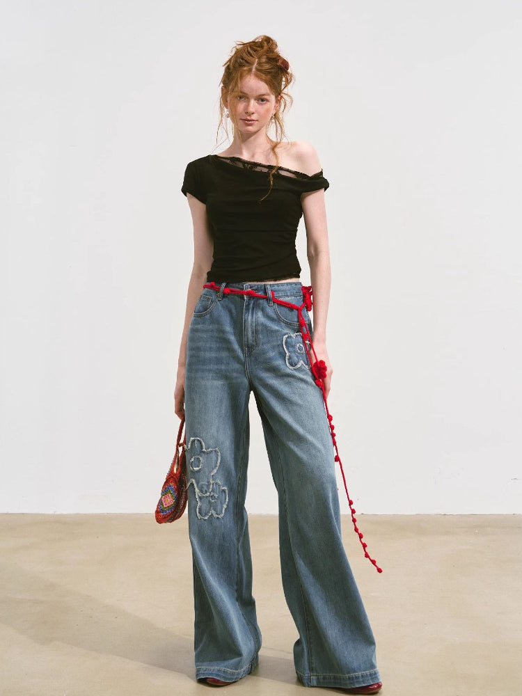 Asymmetric Neckline Fake Two-piece T-shirt