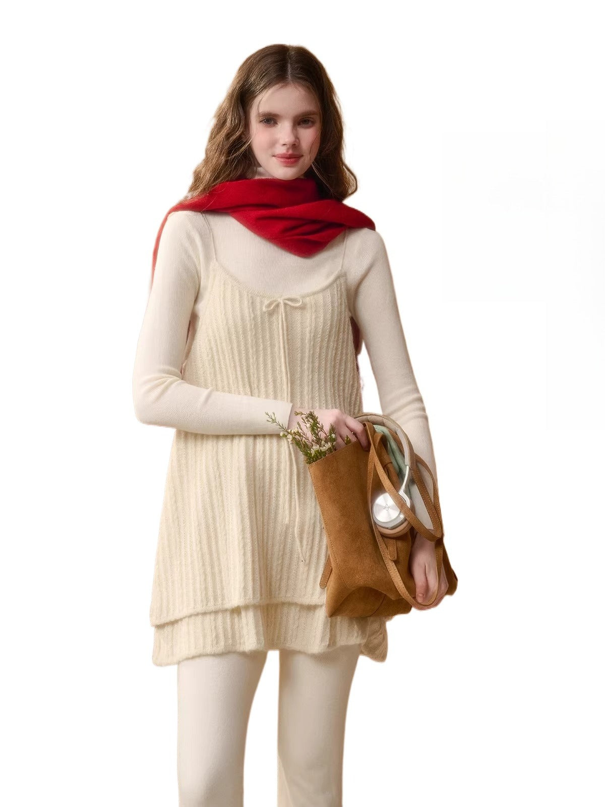 Wool-Blend Vintage Top &amp; Ruffle Pants Set