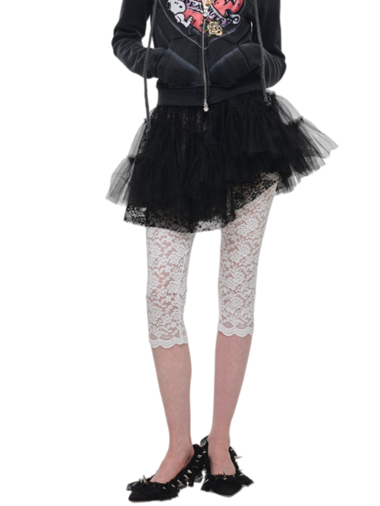 Lace Tulle Layered Skirt