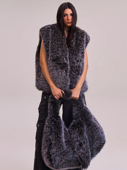 Cross Relic Faux Fur Stone Bag