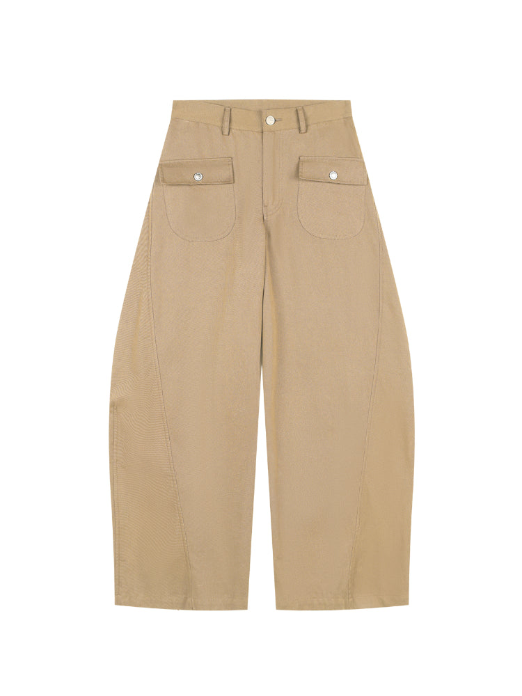 Two-Tone Flared Wide-Leg Pants