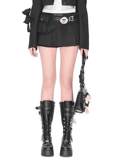 Pocketed Tailored Pleated Mini Skirt