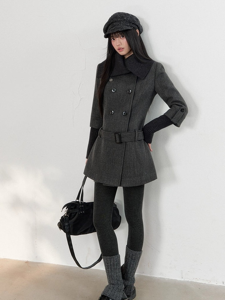 Grey Tailored Wool-Blend Long Dress