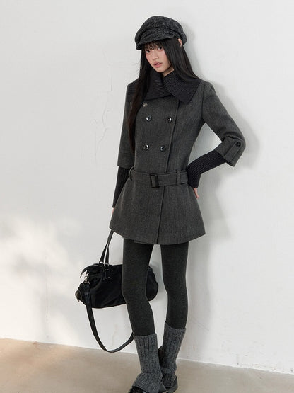 Grey Tailored Wool-Blend Long Dress