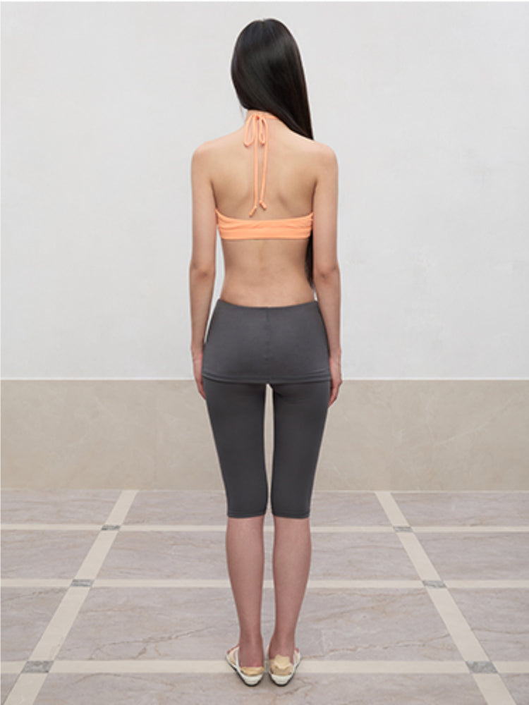 Layered Color Blocking U-Neck Halter Vest
