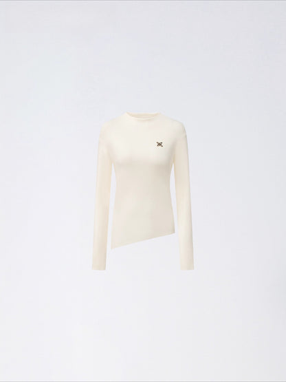 Asymmetric Ribbed Knit Turtleneck