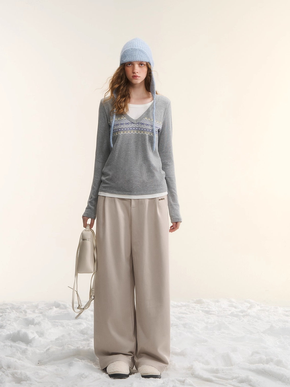 Contrast-Layered Long-Sleeve Tee